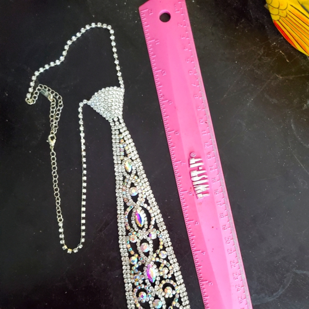 Aurora Borealis Crystal Necktie Necklace